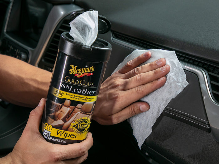 Meguiars Gold Class Rich Leather Wipes 30 Pc Can