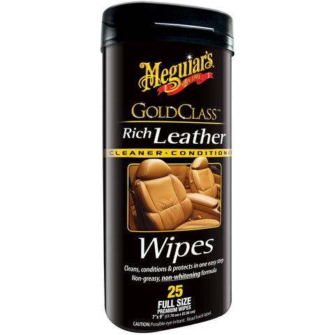 Meguiars Gold Class Rich Leather Wipes 30 Pc Can